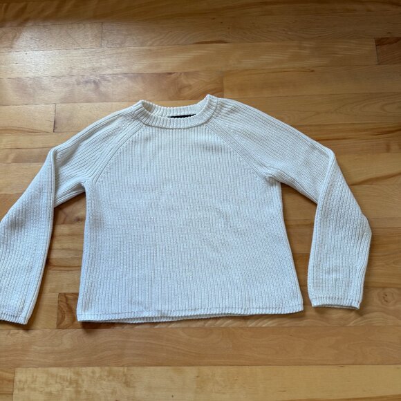 Jenni Kayne cotton fisherman crewneck sweater Sz S ivory - Picture 3 of 4